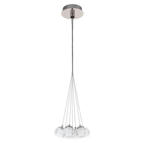 Светодиодный подвес POLDRAS, [7х3,3W (LED) гроздь, 325, хром/стекло, алюминий, матов.]