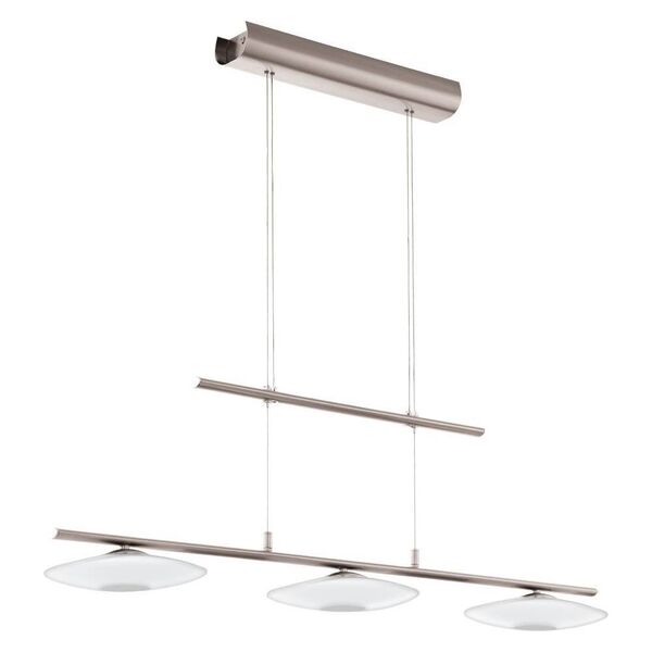 Светодиодный подвес MILEA 1 [c регулировкой высоты, 3x4,5W (LED), H675-1555, L955, сталь, хром/опаловое стекло, белый]