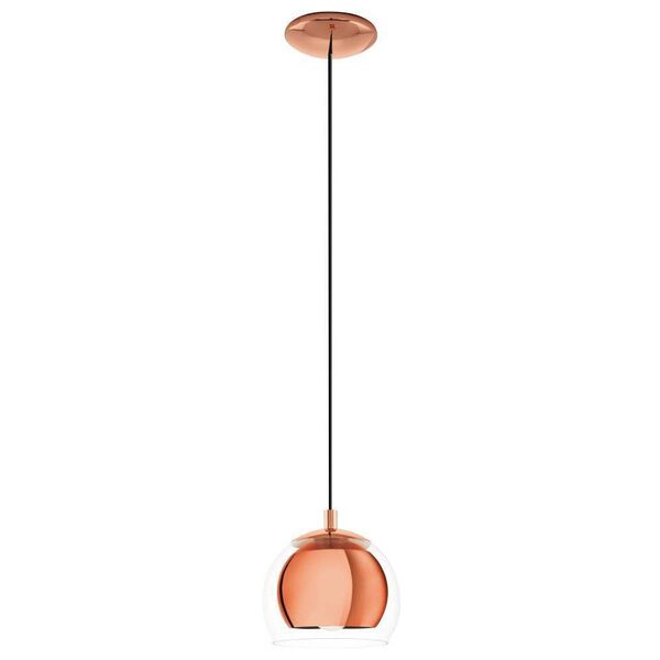 Подвес ROCAMAR, [1х60W (E27), H1100, сталь, медь/стекло, прозрачный, черный кабель]