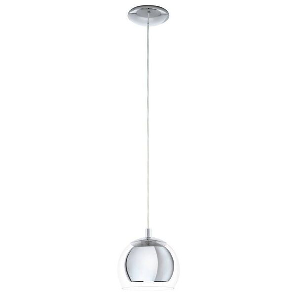 Подвес ROCAMAR, [1х60W (E27), H1100, сталь, хром/стекло, прозрачный, черный кабель]