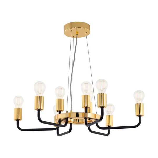Подвес PALTAS [9х60W (E27), H1500, сталь, черный, золотой]