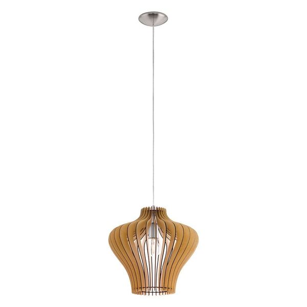 Подвес COSSANO 2, [1х60W (E27), 380, H1500, сталь, никель мат./дерево, клен]