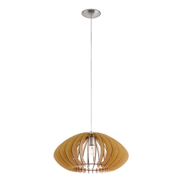 Подвес COSSANO 2, [1х60W (E27), 500, H1500, сталь, никель мат./дерево, клен]