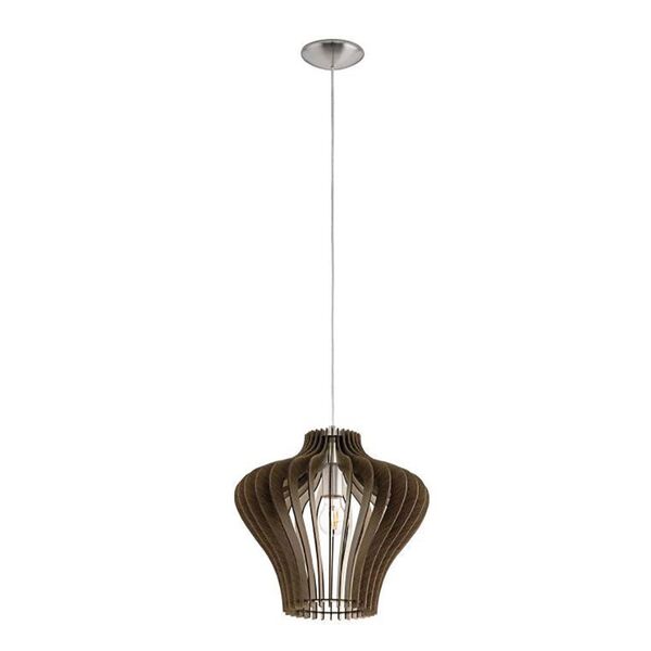 Подвес COSSANO 2, [1х60W (E27), 380, H1500, сталь, никель мат./дерево, темно-коричневый]
