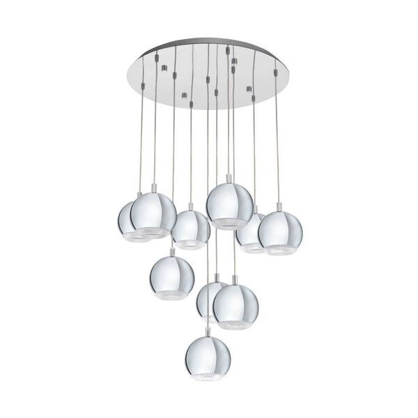 Cветодиод. подвес CONESSA, [10х3,3W(GU10), ?580, H1100, сталь, хром/пластик, прозрачный]