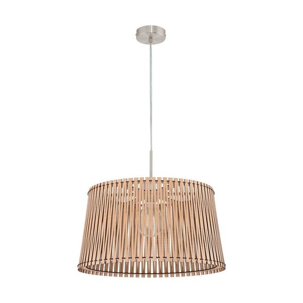 Подвес SENDERO, [1х60W(E27), H1300, сталь, никель мат./дерево, клен]