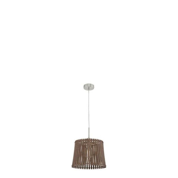 Подвес SENDERO, [1х60W(E27), сталь, никель мат./дерево, темно-коричневый]