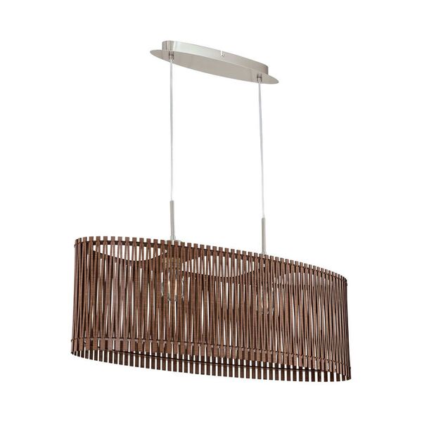 Подвес SENDERO, [2х60W(E27), L775, B250, H1300, сталь, никель мат./дерево, темно-коричневый]