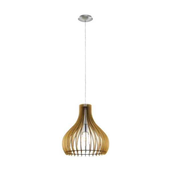 Подвес TINDORI, [1х60W(E27), H1300, сталь, никель мат./дерево, клен]