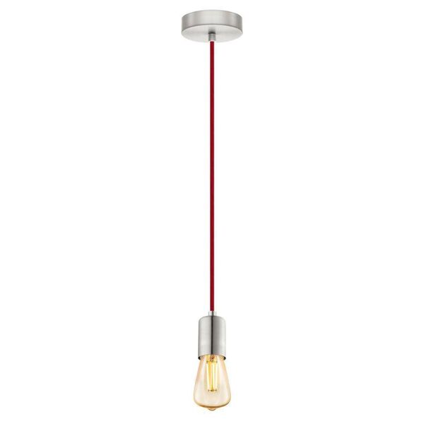 Подвес YORTH, [1х60W (E27), H2000, сталь, cерый, красн. Кабель]