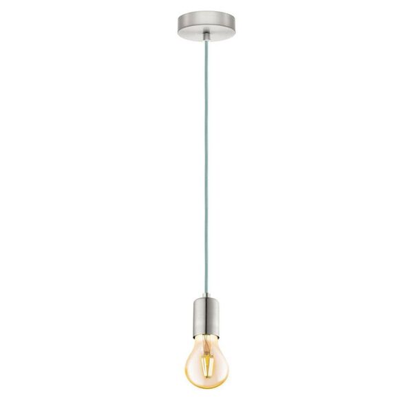 Подвес YORTH, [1х60W (E27), H2000, сталь, никель мат., мятный кабель]