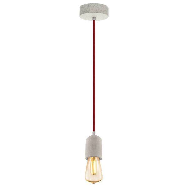 Подвес YORTH, [1х60W (E27), H2000, сталь, cерый, красн. кабель]