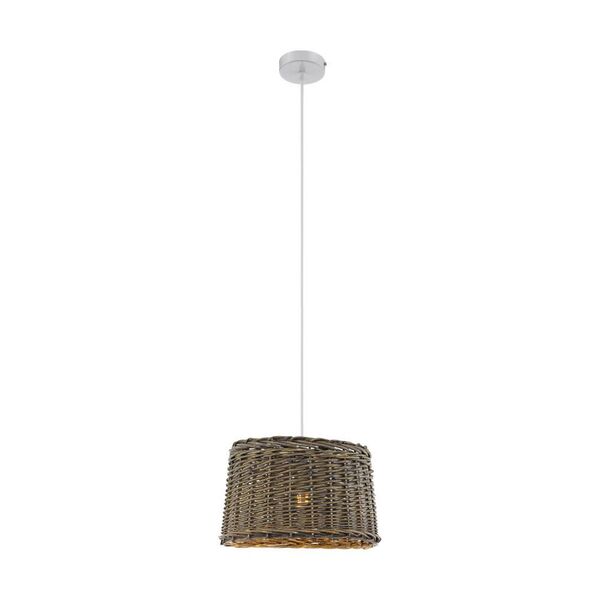 Подвес DOVENBY [1х60W(E27), H1100, сталь, белый/дерево, коричневый]