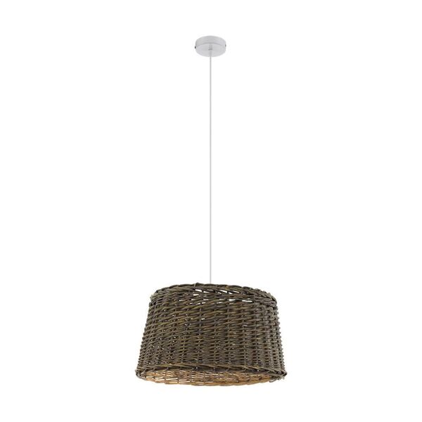 Подвес DOVENBY [1х60W(E27), H1100, сталь, белый/дерево, коричневый]