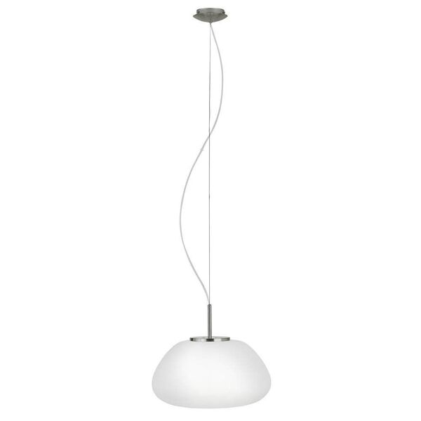 Подвес BALMES, [1х60W(E27), 415, H1500, сталь, никель матовый/опаловое стекло, белый]