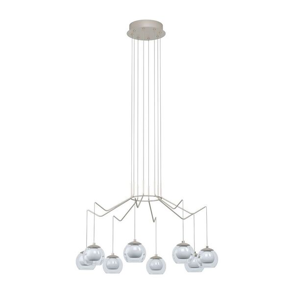 Cветод. подвес ROVIGANA [димм., 8х3,3W(LED), ?670, H1210, сталь, шампань/стекло, опал. стекло,]