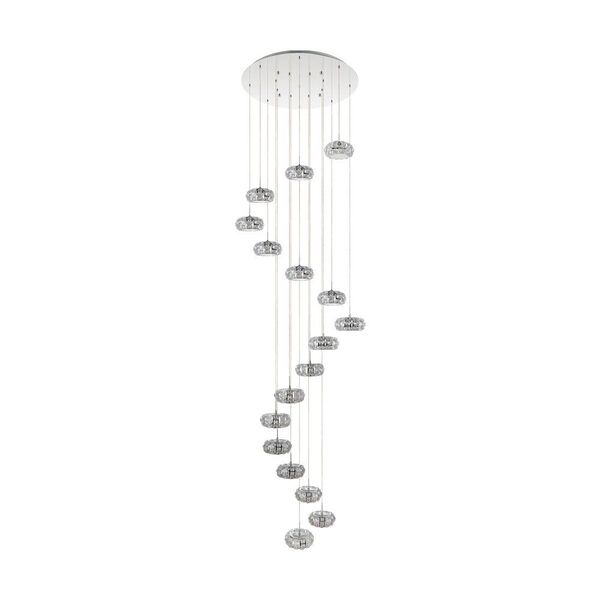 Светодиод. подвес CORLIANO 1 [17х4,5W(LED), ?780, H3290, нерж. cталь, хром/хрусталь, прозрачны]