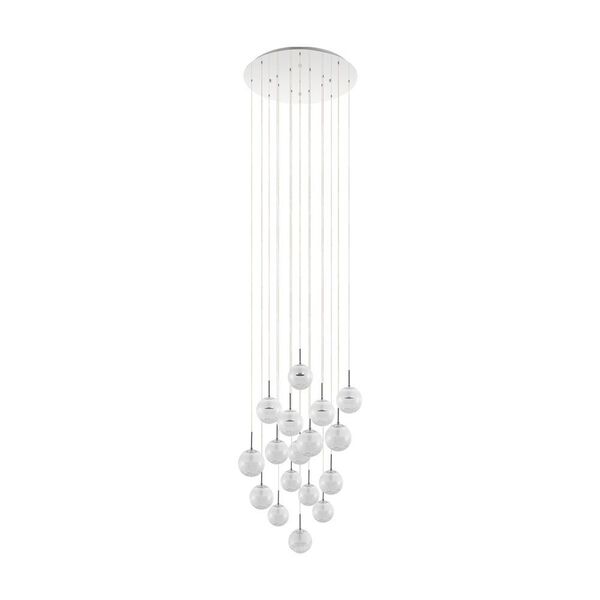 Светодиод. подвес MONTEFIO 2 [17х5W(LED), ?780, H3200, нерж. cталь, хром/cтекло, хрусталь, бел]