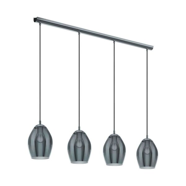Подвес ESTANYS [4x60W(E27), сталь, никель, черный/стекло, черный, прозрачный]