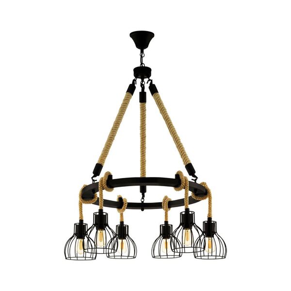 Подвес RAMPSIDE, [6х28W(E27), 760, H1175, сталь, дерево, черный, коричневый]