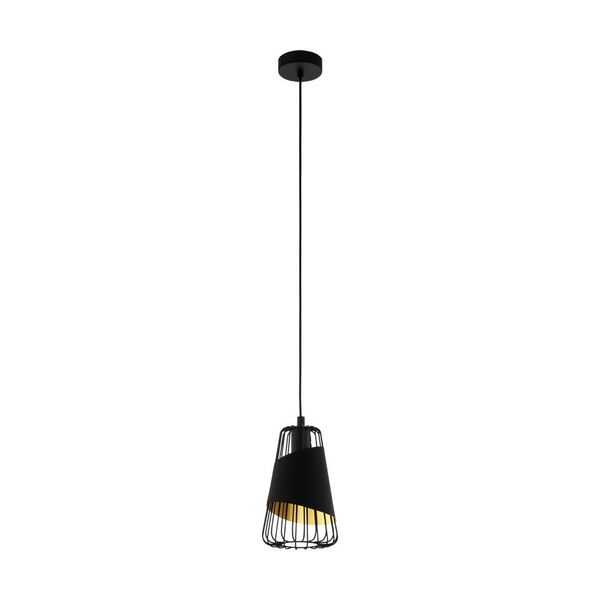 Подвес AUSTELL, [1х60W (E27), 165, H1100, сталь, черный/текстиль, черный, золотой]