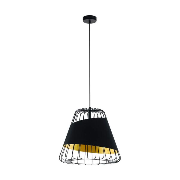 Подвес AUSTELL, [1х60W (E27), 430, H1100, сталь, черный/текстиль, черный, золотой]