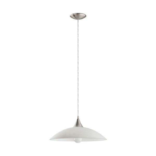 Подвес LAZOLO, [1х60W (E27), 1х60W (E27), H1100, сталь, никель мат./сатиновое стекло, белый лак]