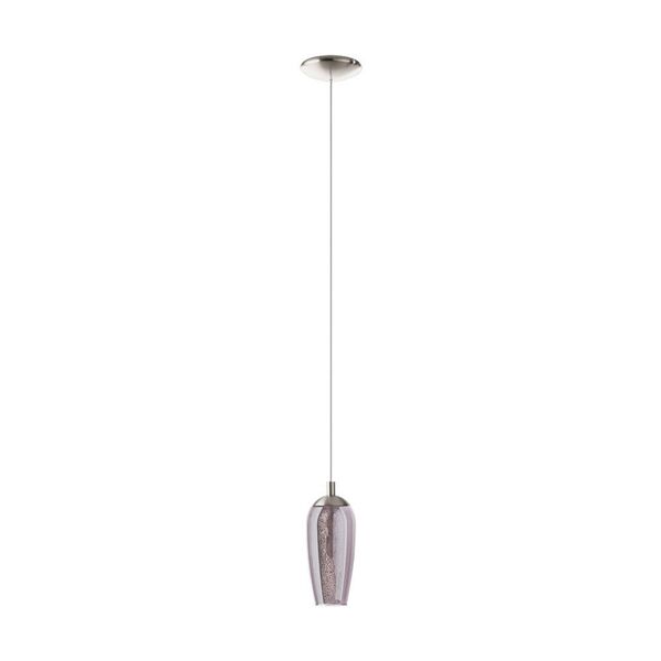 Светодиод. подвес FARSALA, [1х2,5W(G9), H1100, сталь, никель мат./дымч. стекло, гранилли, черный-прозрач., прозрач.]