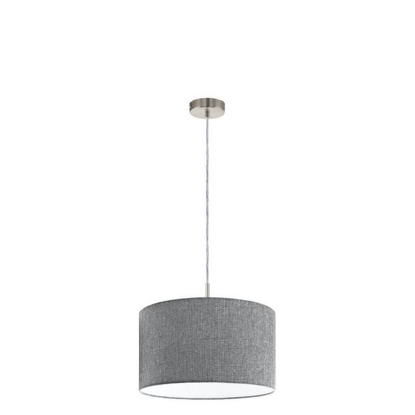 Подвес PASTERI, [1х60W (E27), H1100, сталь, никель мат./текстиль, лён, серый]
