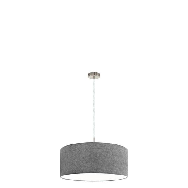 Подвес PASTERI, [1х60W (E27), H1100, сталь, никель мат./текстиль, лён, серый]