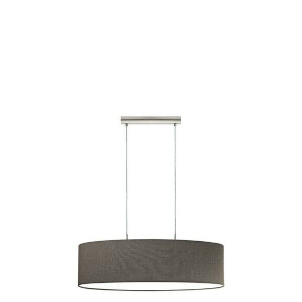 Подвес PASTERI, [2х60W (E27), L750, B220, H1100, сталь, никель мат./текстиль, лён, коричневый]