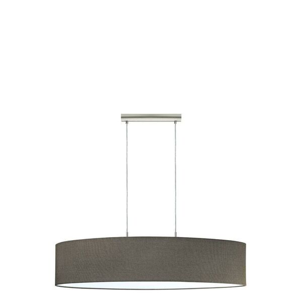 Подвес PASTERI, [2х60W (E27), L750, B220, H1100, сталь, никель мат./текстиль, лён, коричневый]