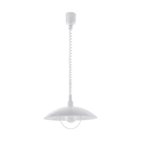Подвес ALVEZ, [1х60W(E27), 420, H1100, пластик, белый/стекло c декором, белый, прозрачный]