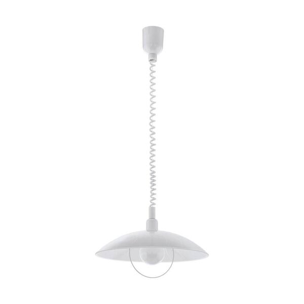 Подвес ALVEZ, [1х60W(E27), 420, H1100, пластик, белый/стекло, гранилли белый, прозрач.]