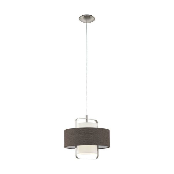 Подвес FONTAO, [1х60W (E27), H1100, пластик, белый/ текстиль, лен, коричневый, белый]