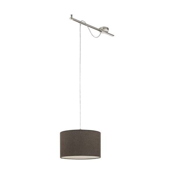 Подвес CALCENA, [1х60W (E27), L580, B380, H1300, cталь, никель мат./текстиль, лен, коричневый]