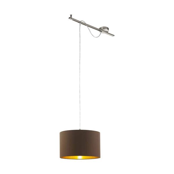 Подвес CALCENA, [1х60W (E27), L580, B380, H1300, cталь, никель мат./текстиль, капучино, золотой]