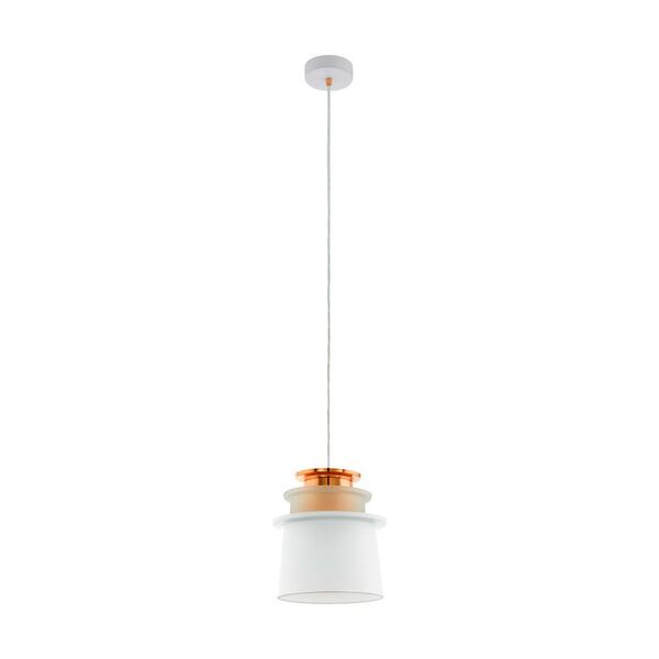 Подвес SCAZON, [1х60W (LED), H1100, сталь, белый, медь/сатиновое стекло, белый]