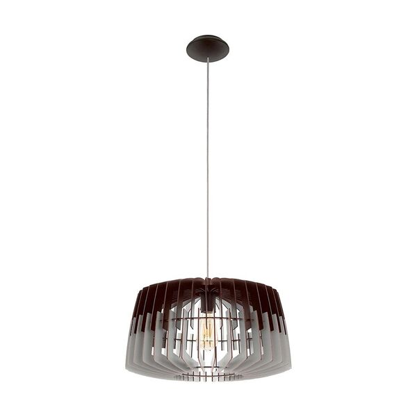 Подвес ARTANA, [1х60W (E27), 480, H1100, сталь, никель мат./дерево, серый, черный]