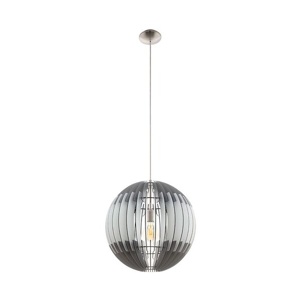 Подвес OLMERO, [1х60W (E27), H1500, сталь, никель мат./дерево, серый, белый]