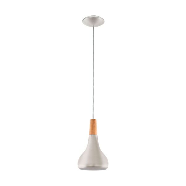 Подвес SABINAR, [1х60W (E27), сталь, cеребряный брашированный/дерево, коричневый]