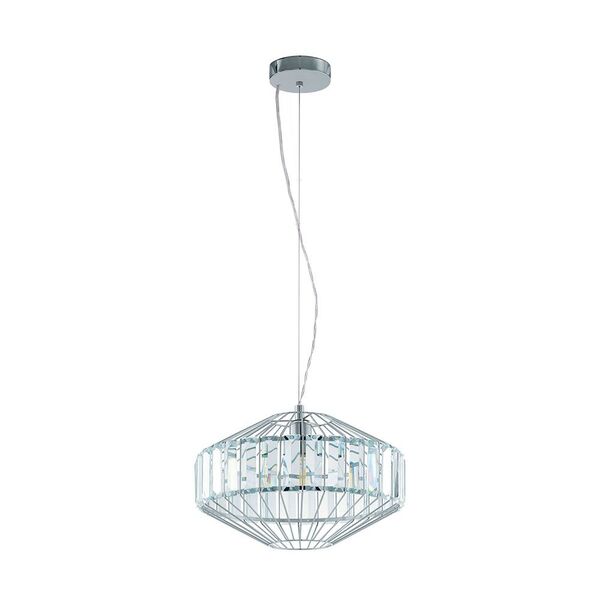 Подвес PEDROLA, [1х60W (E27), H1100, cталь, хром/хрусталь, прозрачный]