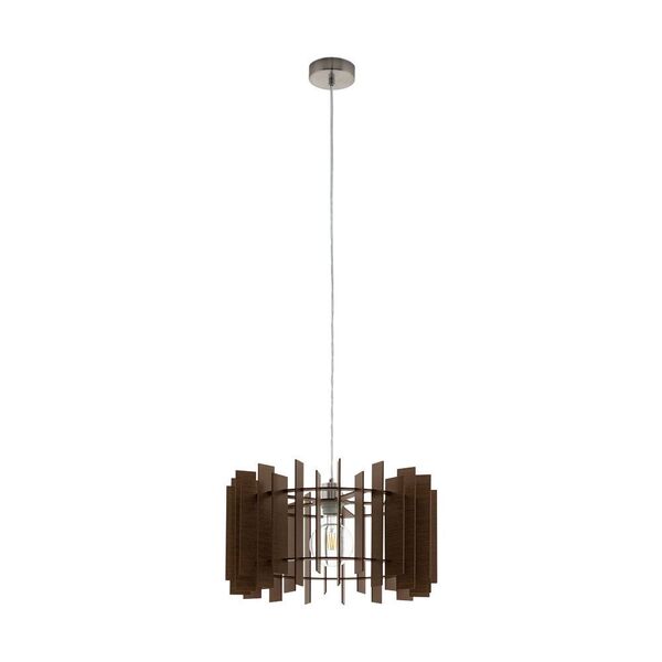Подвес TREGLIO, [1х60W (E27), H1100, сталь, никель мат./дерево, коричневый]