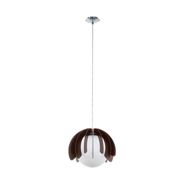 Подвес RAMBLA, [1х60W (E27), 360, H1100, cталь, никель матовый/дерево, стекло, черный, белый]