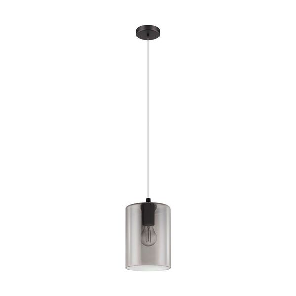Подвес CADAQUES 1, [1х40W (E27), 160, H1100, cталь, черный /дымчатое стекло, черный-прозрачный]