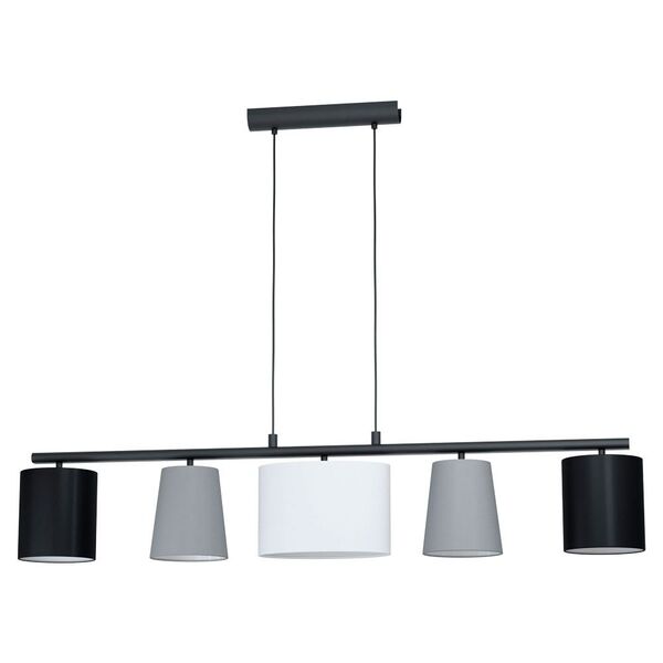 Подвес ALMEIDA 1, [5x25W(E14), сталь, черный/текстиль, серый, черный, белый]