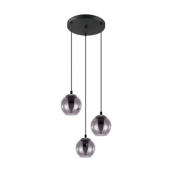 Подвес ARISCANI, [1х40W (E27), 200, H1100, cталь, черный /дымчатое стекло, черный-прозрачный]