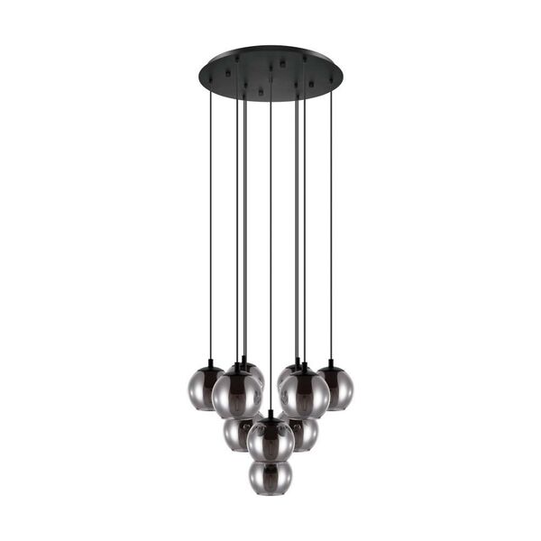 Подвес ARISCANI, [1х40W (E27), 200, H1100, cталь, черный /дымчатое стекло, черный-прозрачный]