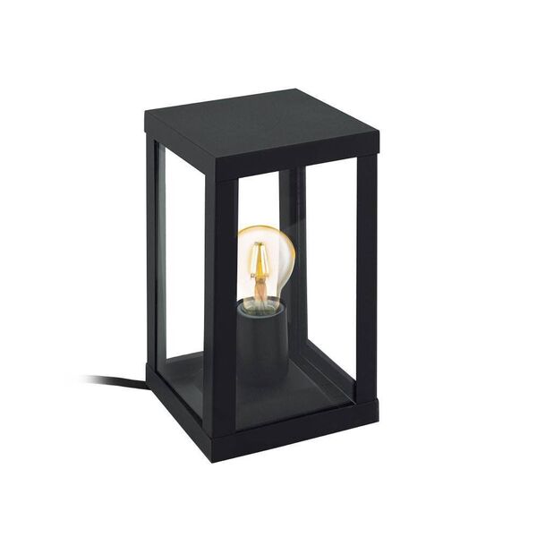 Уличная настольная лампа  ALAMONTE 1 с кабелем и штекером[, 1х60W(E27), H275, гальван. сталь, черный/стекло]