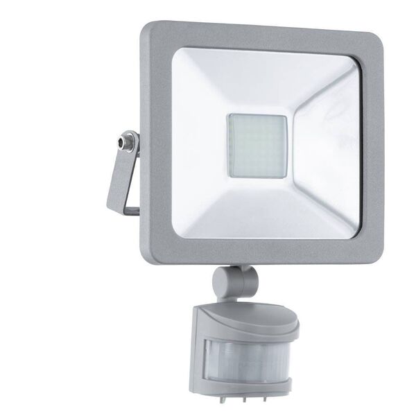Уличный светодиодный светильник настенный FAEDO 1 [с датчиком движ., 20W (LED), 160х220,  алюминий, серебряный/стекло]